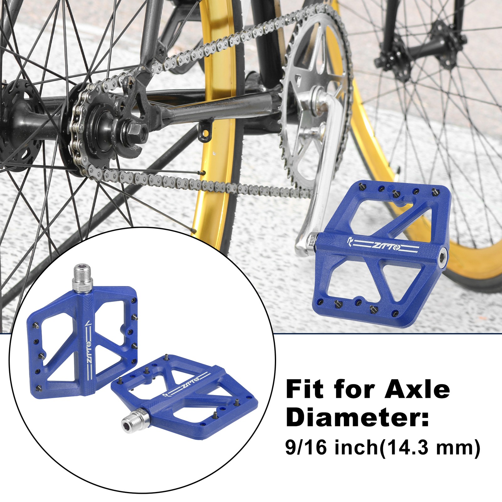 1 Pair Nylon MTB Bike Rear Foot Peg Pedal Blue Fit 9/16 Inch Axle BMX MTB Bike