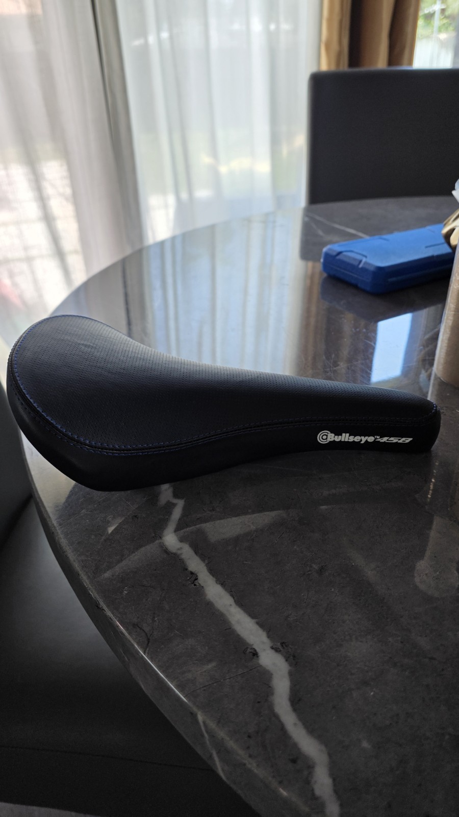 Bullseye 🎯 Bmx 458 Saddle Seat In Blue Stitching & Rails. Gt Se Bikes Haro