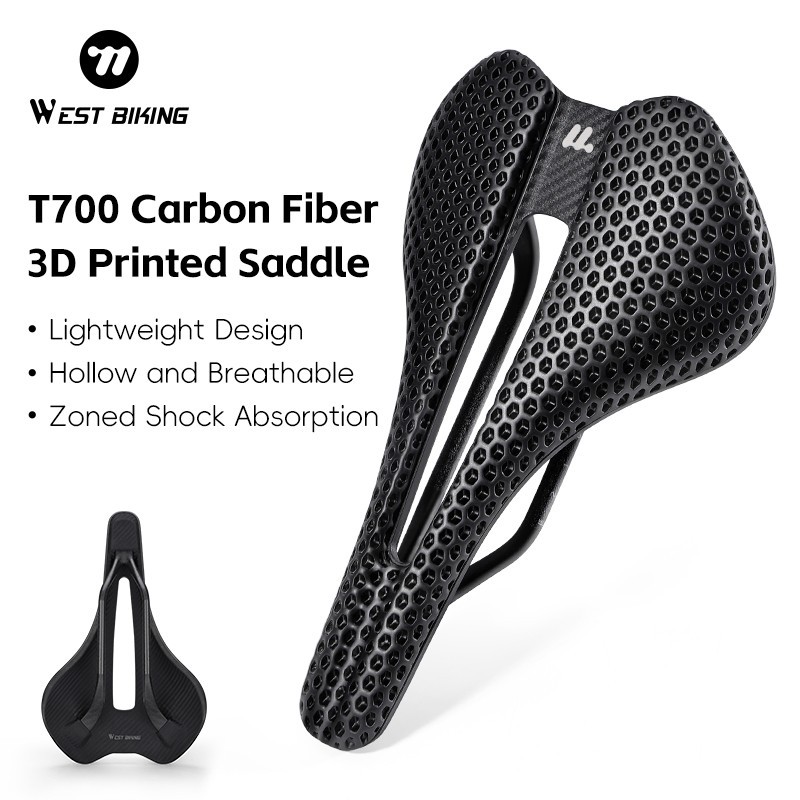 WEST BIKING 3D Printed Bicycle Saddle Hollow Carbon Fiber Seat Bow Bike Saddle