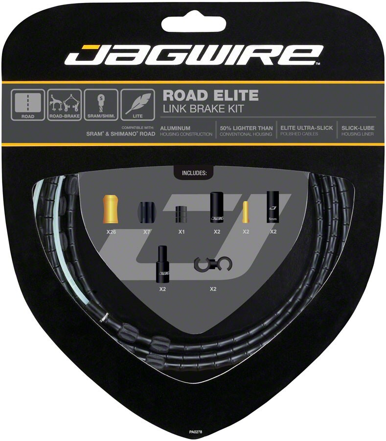 Jagwire Road Elite Link Brake Cable Kit SRAM/Shimano w/UltraSlick Uncoated Black