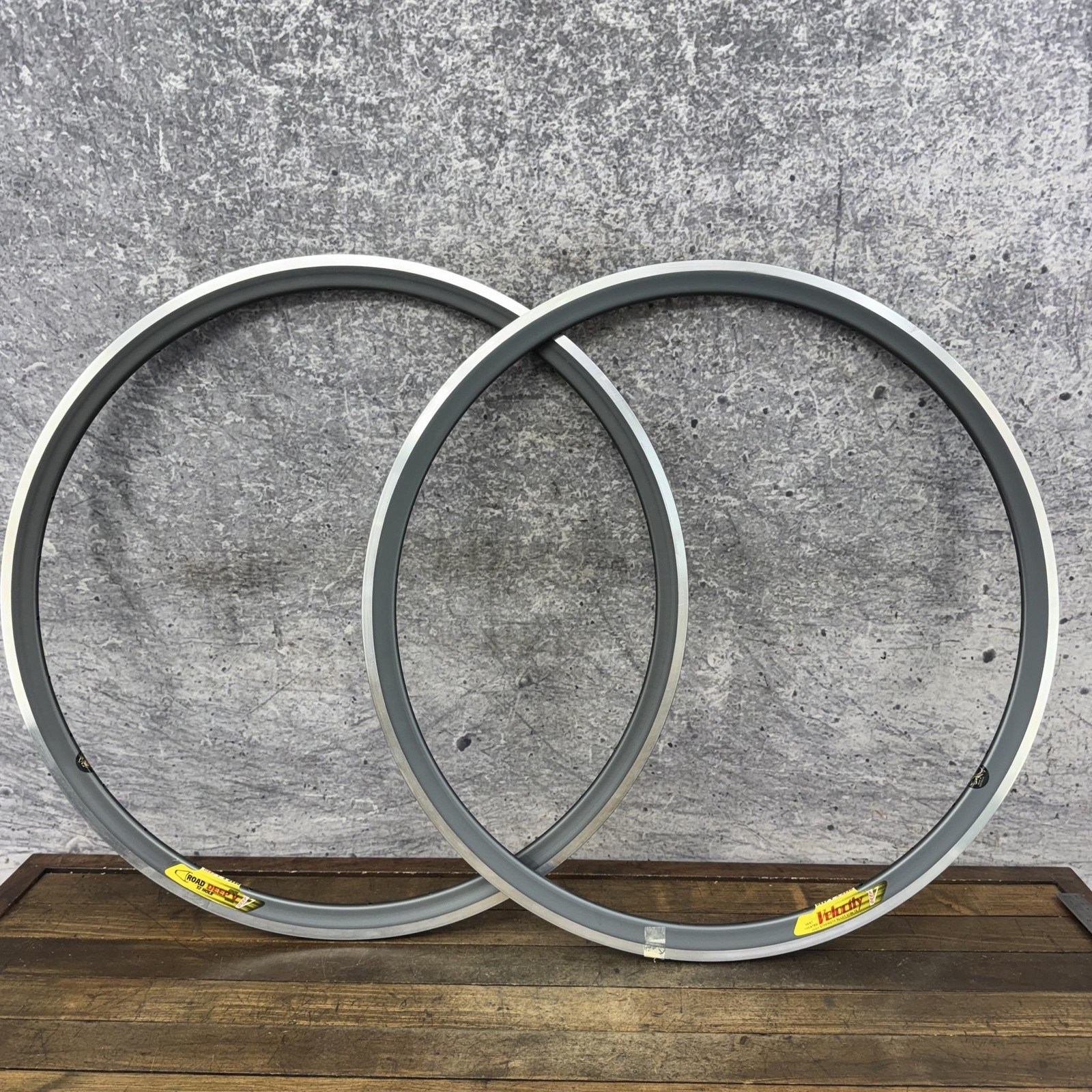 Vintage Velocity Deep V 700c Rim Set 32H Gray NOS Clincher Australia Ding Nicks