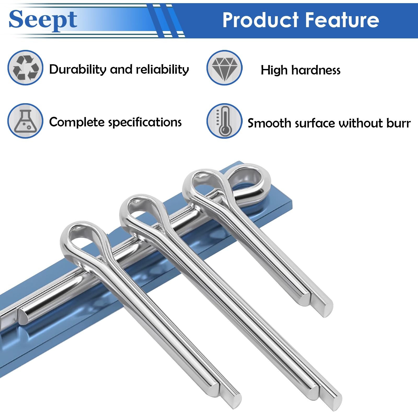 Seept 315Pcs Cotter Pins Zinc Plated 6-sizes, Silver
