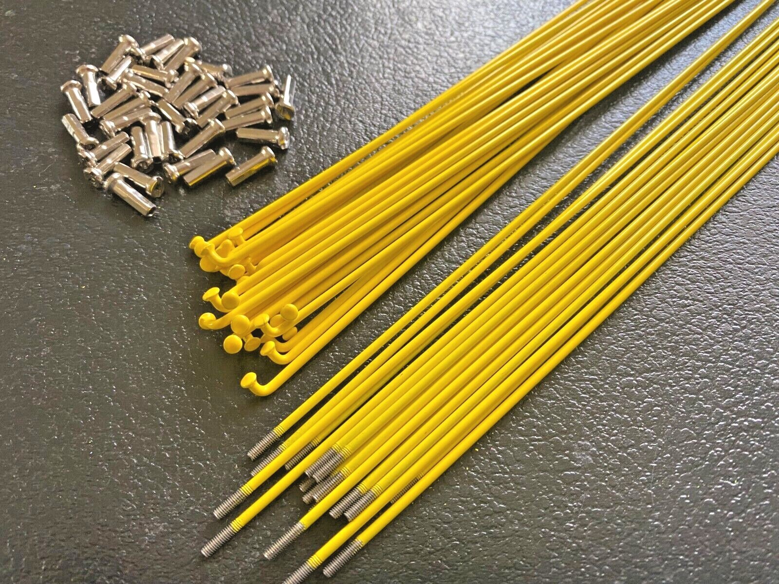 Bicycle Spokes & Nipples – 14G Stainless Steel – YELLOW (CHOOSE YOUR LENGTH)