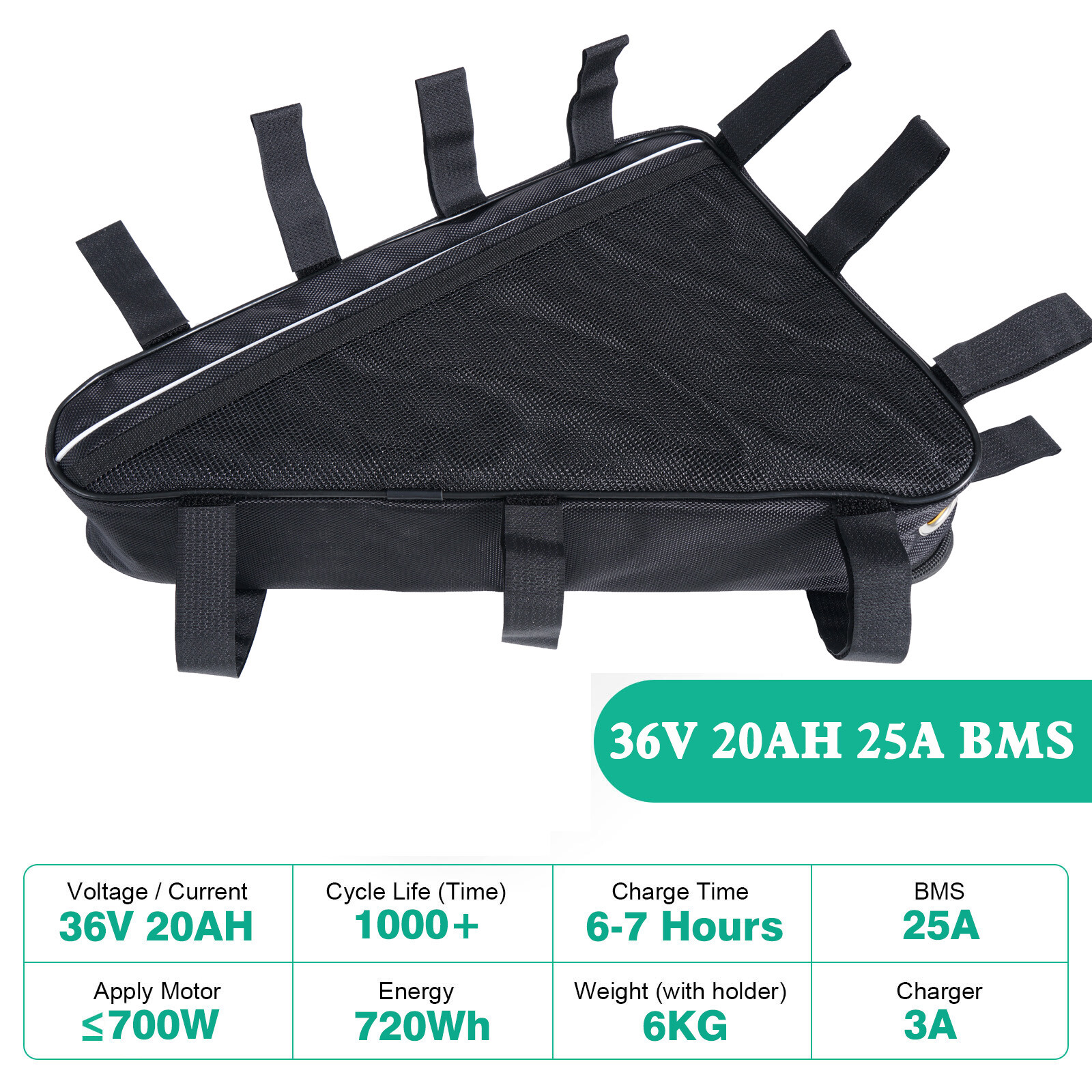 36V 48V 52V 72V 28.8Ah Frame Lithium Ebike Battery for 50W-3000W Motor
