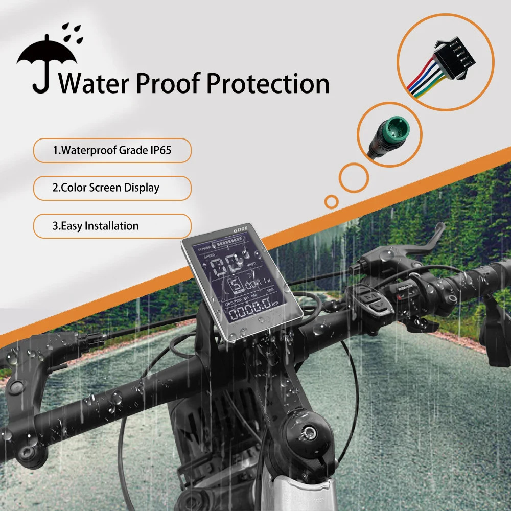 E-Bike LCD GD06 Display Waterproof/SM Connector Communication Protocol No. 2 Use