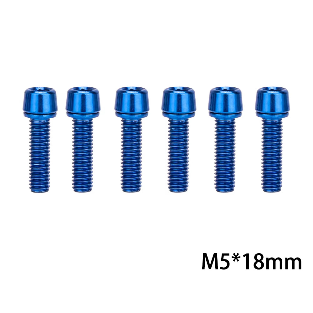 6Pcs MTB Road Bike Handlebar Stem Riser Screws Bicycle Stem Bolts Screws M5*18Mm