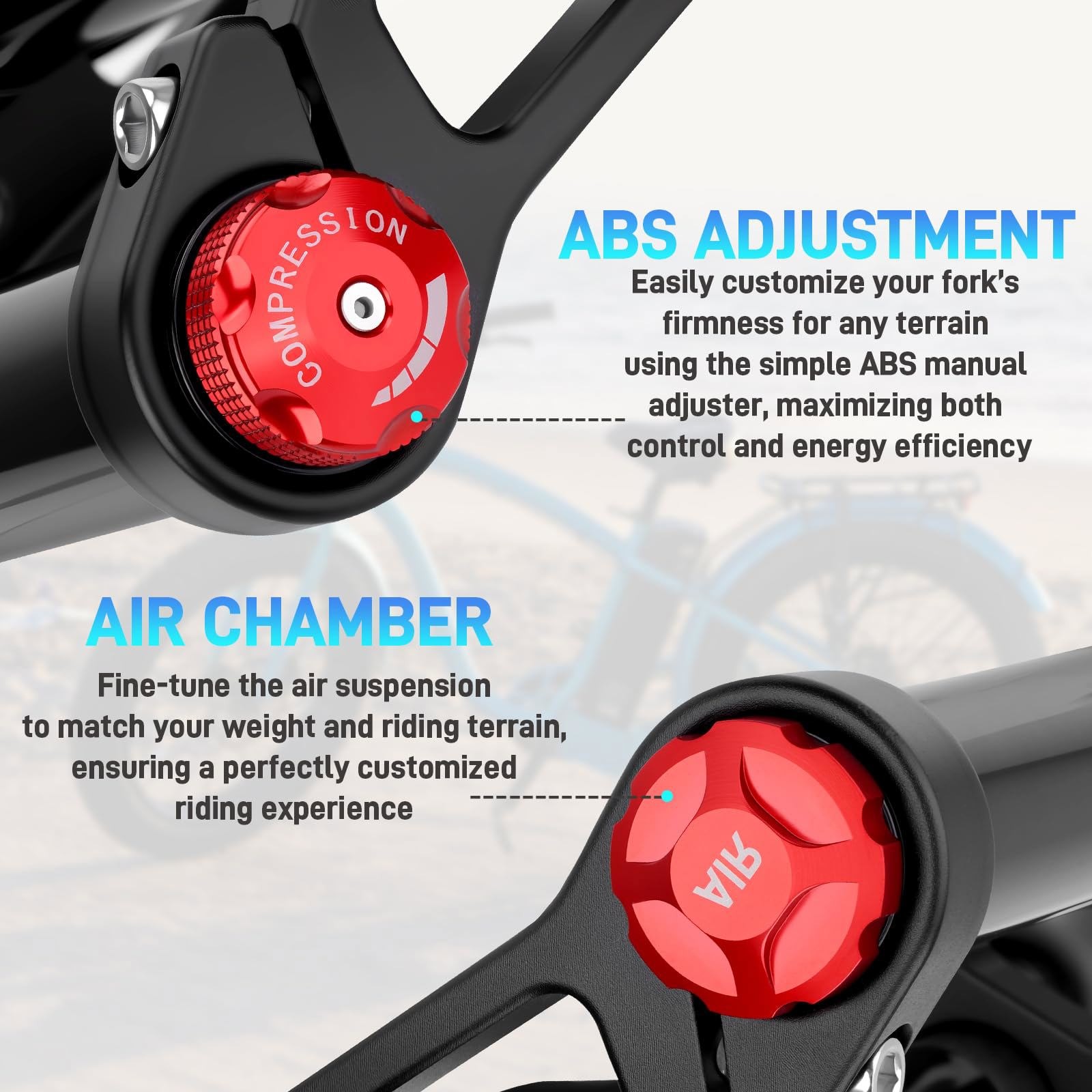 20″ 4.0 Air Suspension Fork Double Shoulder For Snow Beach E-MTB Bike Fat Tire