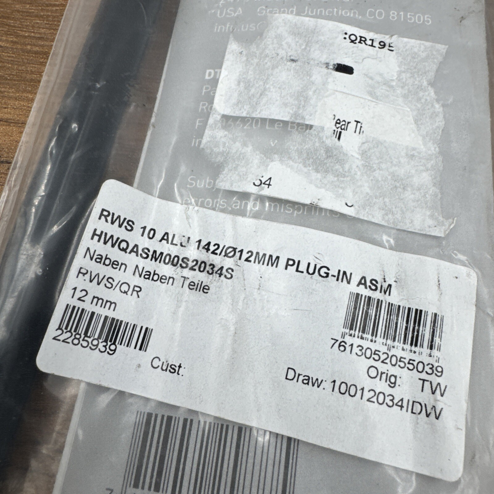 DT Swiss RWS Rear Skewer 12 x 142mm, 12 x 1.5mm Thread, 171mm