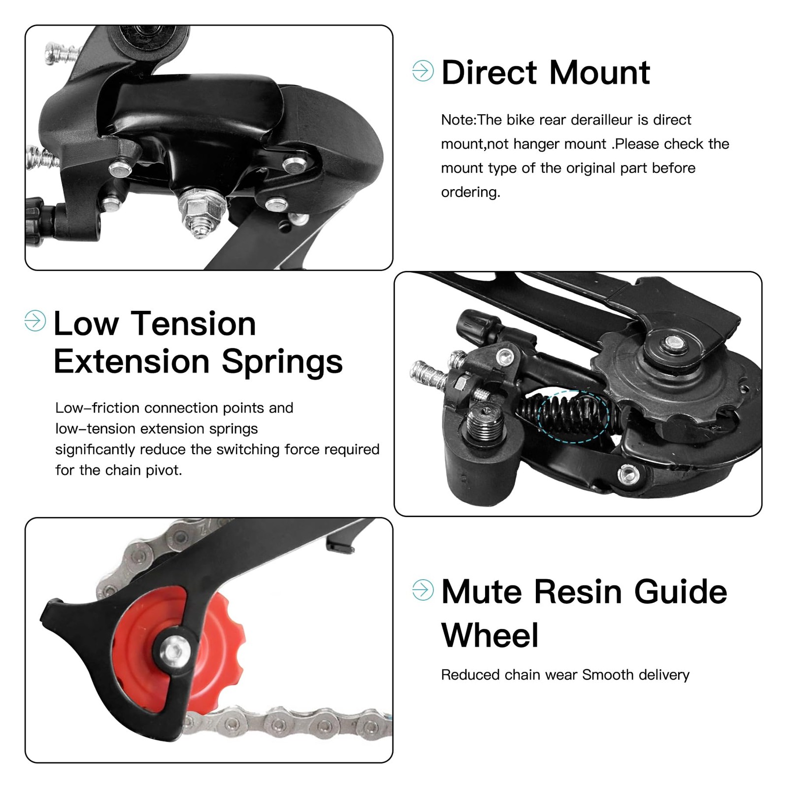 Aikolesa K138 6/7 Speed Rear Derailleur – Direct K138-Direct Mount, Black