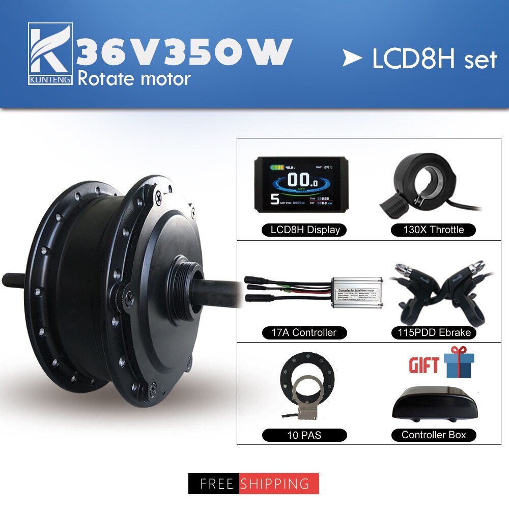 Electric Bike Conversion Kit 36V 48V 350W Rear Rotate Hub Motor Waterproof Plug