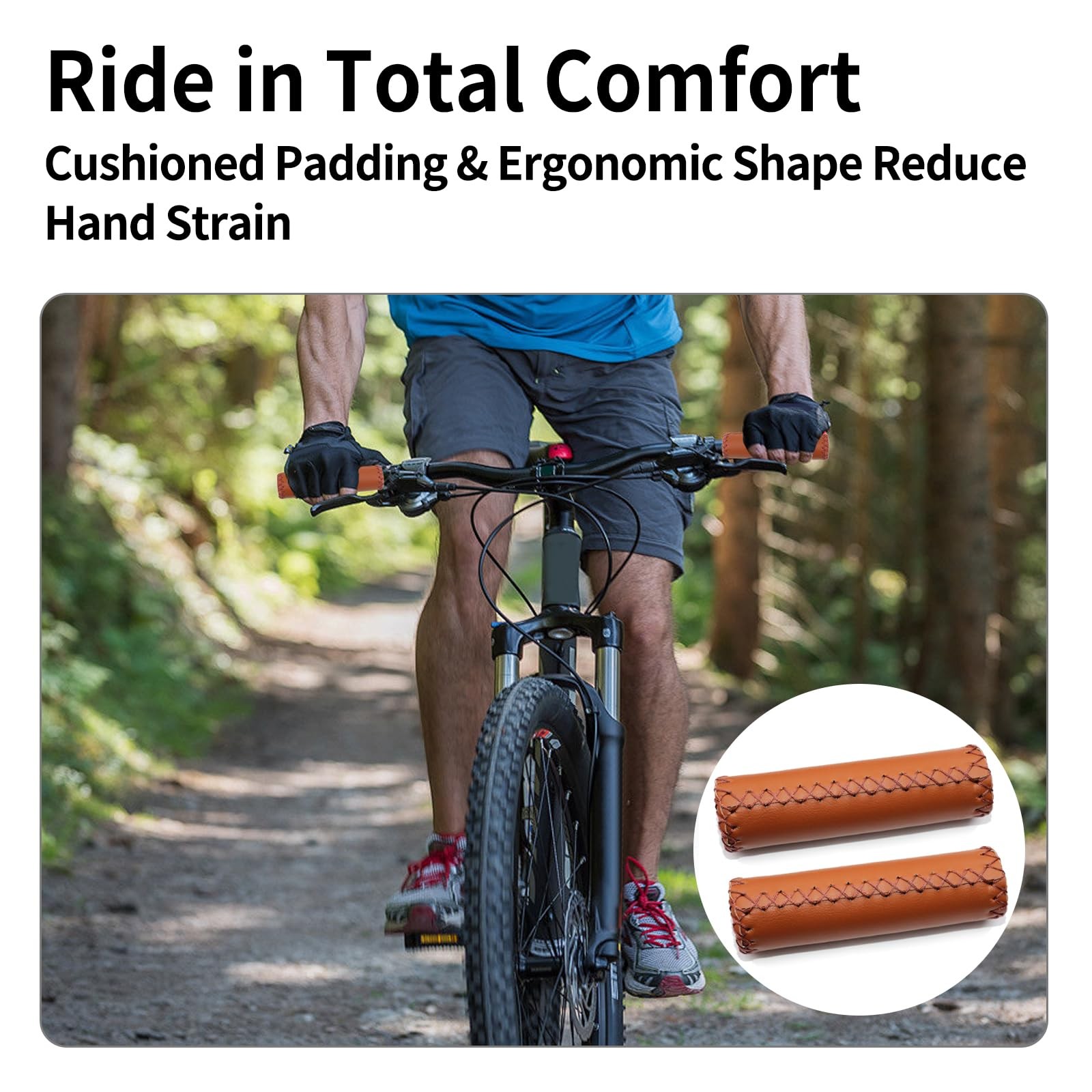 Leather Bicycle Handlebar Grips Bike Handle Covers for Cycling MTB Road Bike