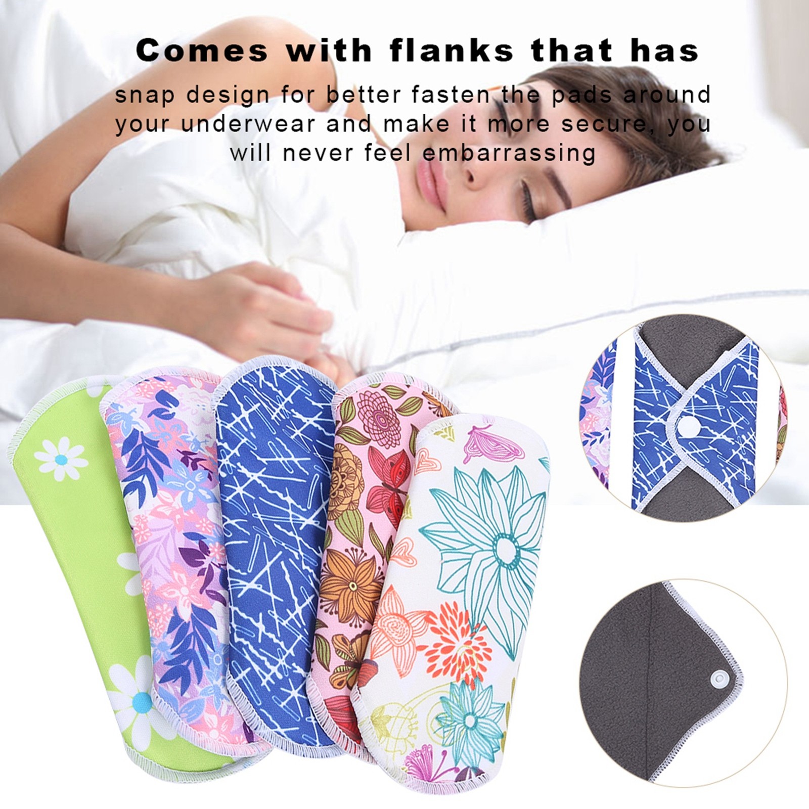 Menstrual Pad Reusable Waterproof Bamboo Charcoal Fiber Cloth Washable Women BEA