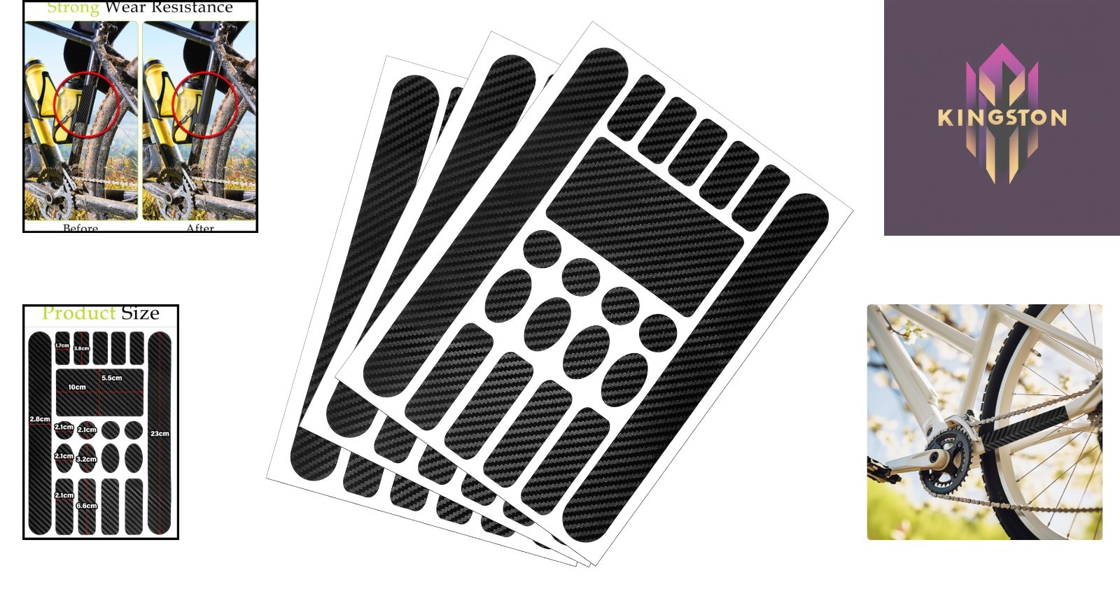 Durable 3 PCS Bike Frame Protective Stickers – Waterproof PVC Chainstay Covers