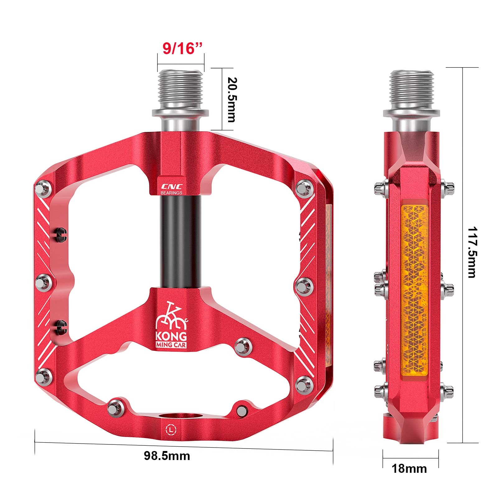Mountain Bike Pedals with 3 Seal Bearing – 9/16″ MTB Pedals Platform Lightwei…