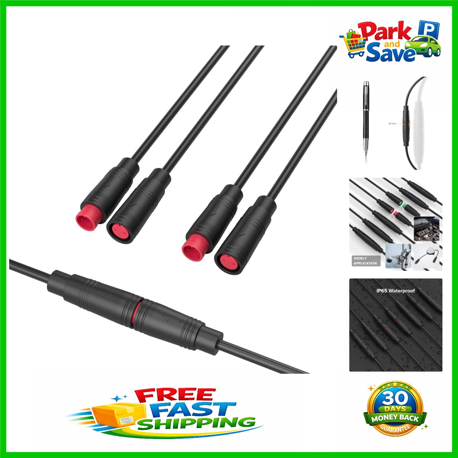 6 Pack Hysmigor 2 Pin Mini Connectors with 7.87in Weatherproof Cables