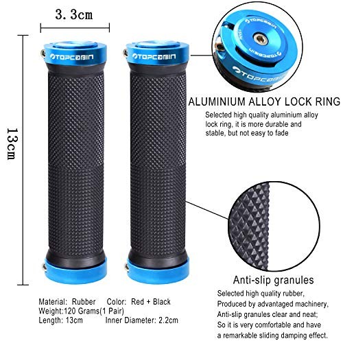 Double Lock Bicycle Handlebar (Aluminum Lock Plug+grips) Light blue 1 Pair