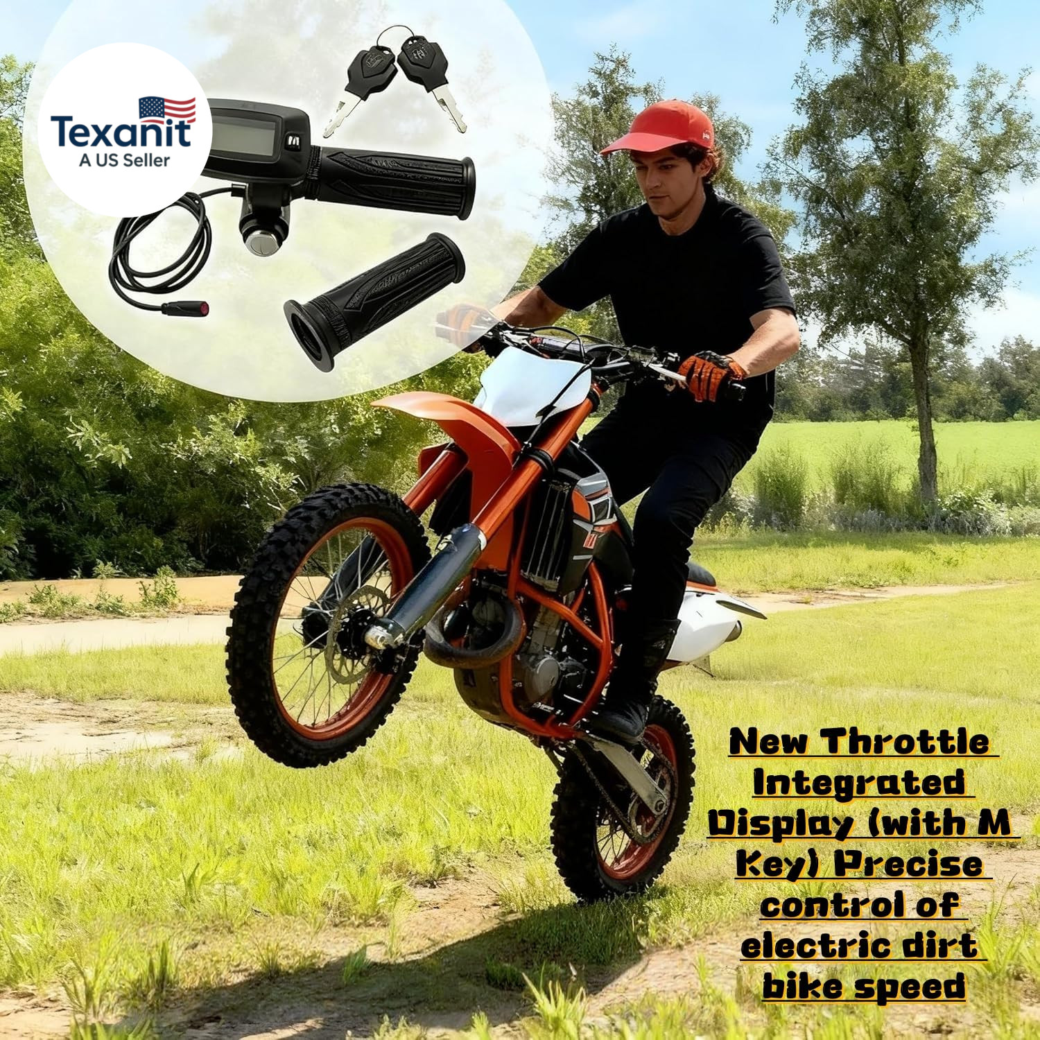 48V Throttle Grip with M Key,Featuring LED Display,Compatible with Tutto Tutti S