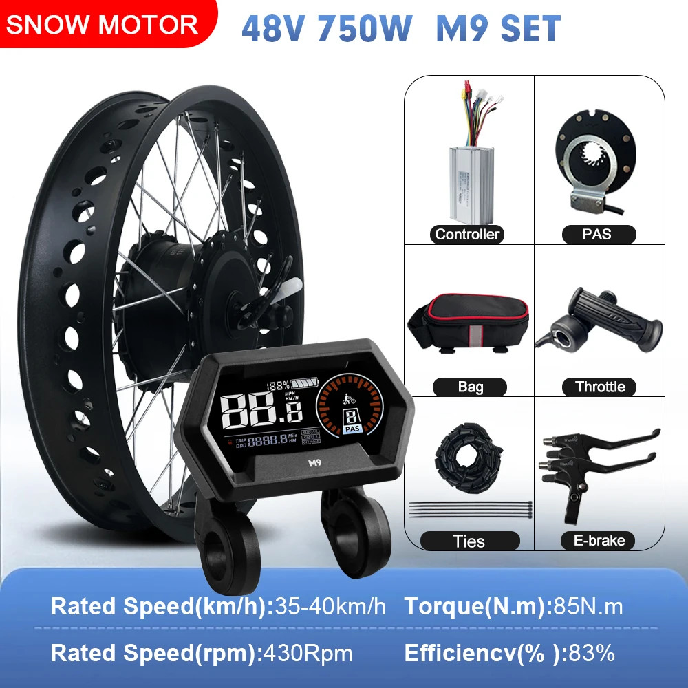 48V 750W 20/24/26inch Fat Tire Brushless Front Hub Motor Wheel for Snow E-bike