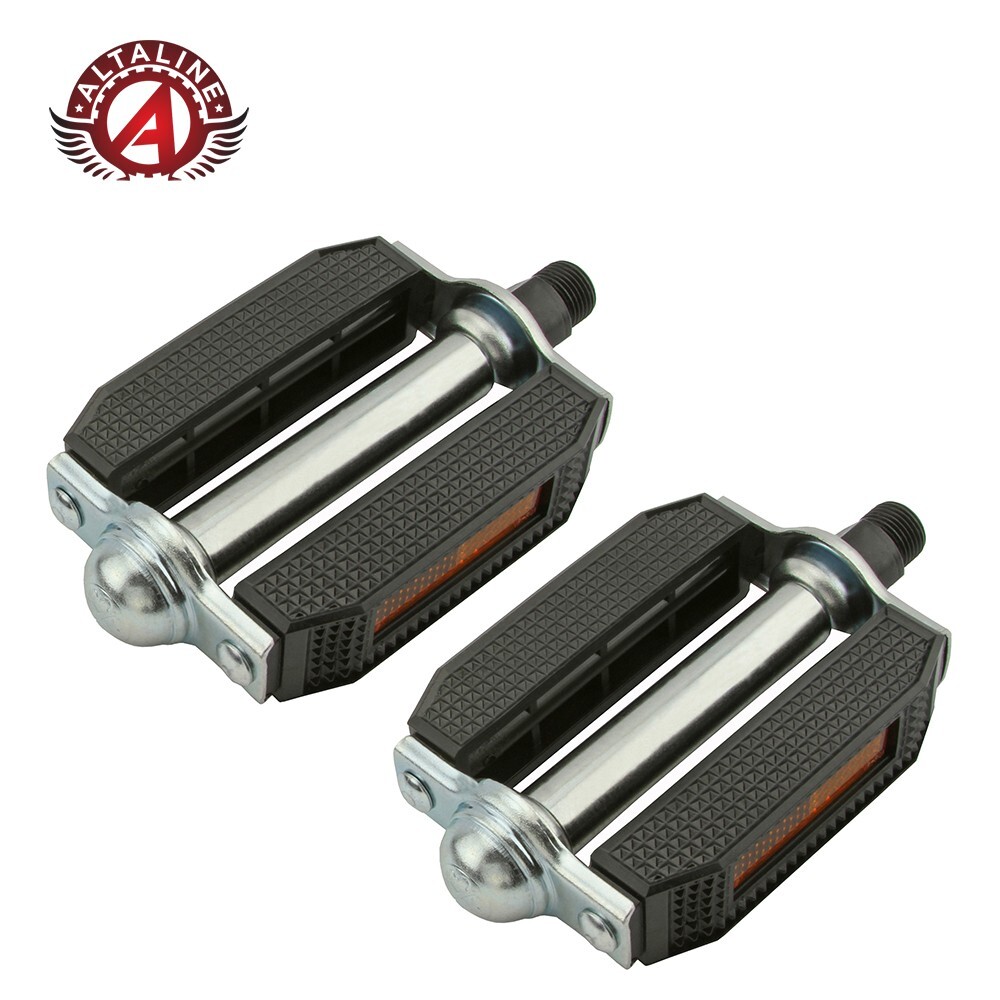 Original 507 PVC Bicycle Block Pedals 9/16″ Classic Vintage Style Black/Chrome