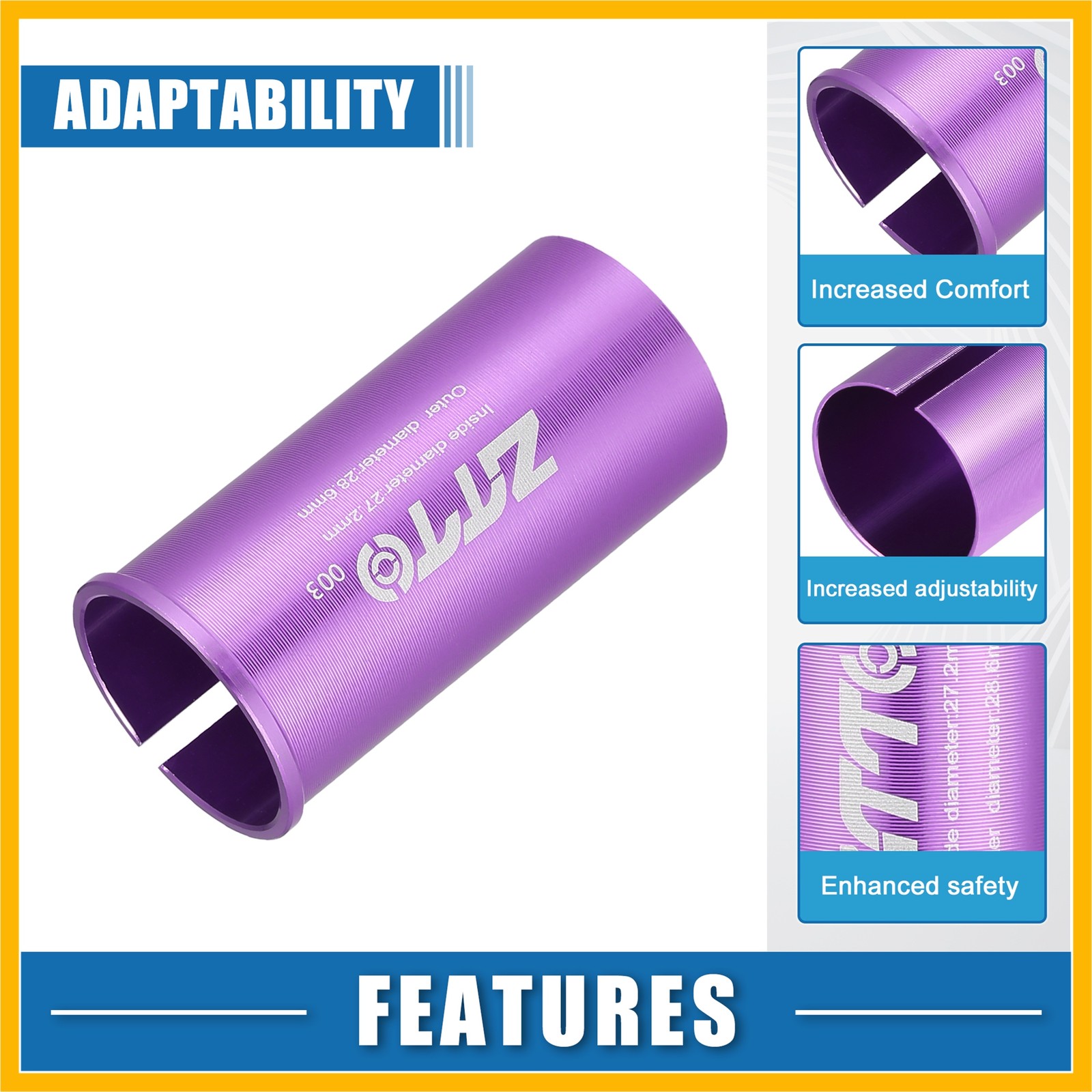 27.2mm 1.07″ ID 28.6mm 1.13″ OD Seat Post Adapter fit for Bicycle Durable