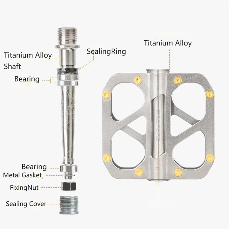 Promend Ultralight Titanium Alloy Bicycle Pedals MTB Road Bike Pedals 3 Bearings