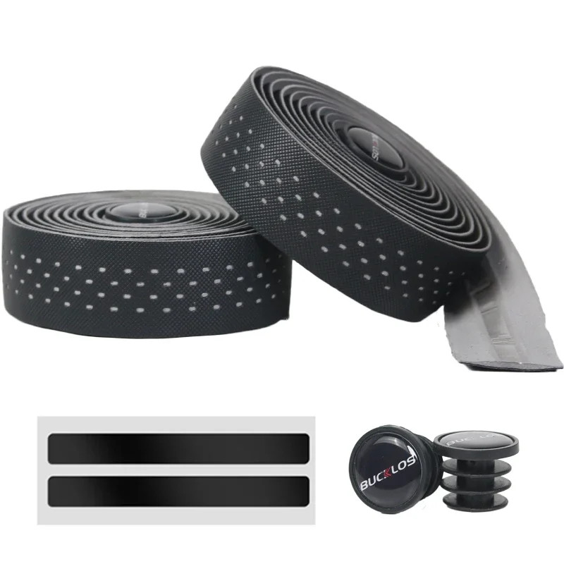 Road Bike Handlebar Tape PU EVA Shockproof Bicycle Bar Wrap with Plugs 2PCS Set