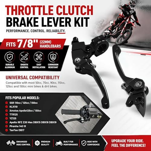 Dirt Bike Folding Clutch Brake Lever Set – 7/8″ (22mm) Aluminum Levers Black