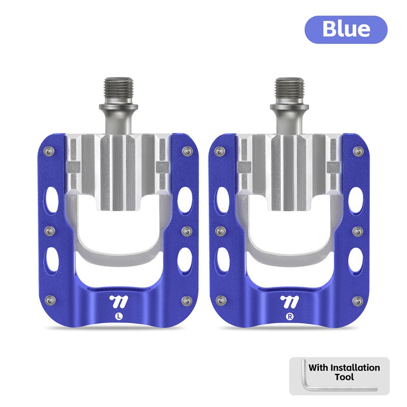 Aluminium Bicycle Foldable Pedals 3 Bearings Cycling Folding Bike Pedals Blue