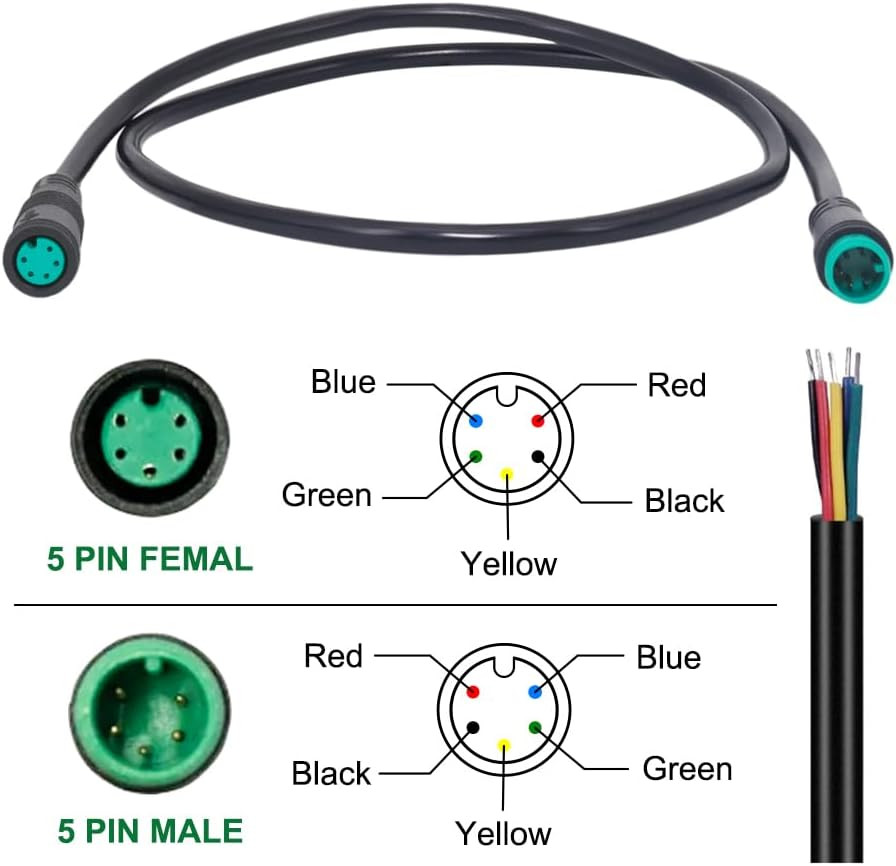 Ebike Extension Cable for Electric Bike Gear Sensor, Waterproof Connector 2Pin/3