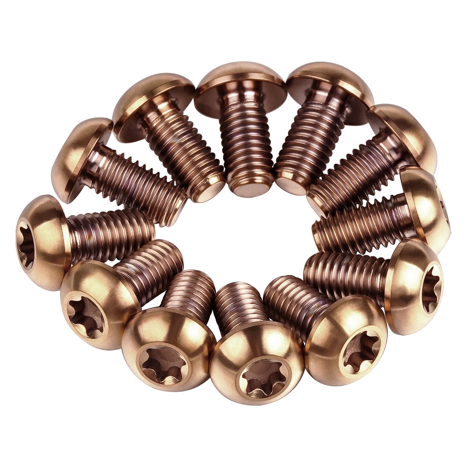 12Pcs M5x10 Titanium Torx Bolts for Bicycle Disc Brake Rotor Screws Gr5 (Bronze)