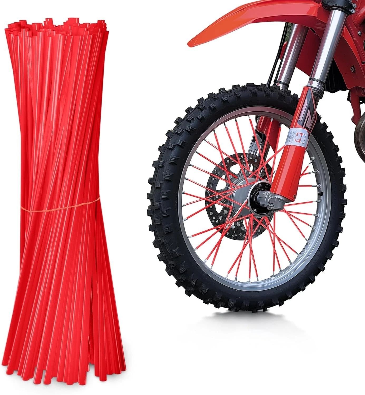 72x Spoke Skins Covers Wheel Rim Guard Protector Wraps For Dirt Bike Motorcycle