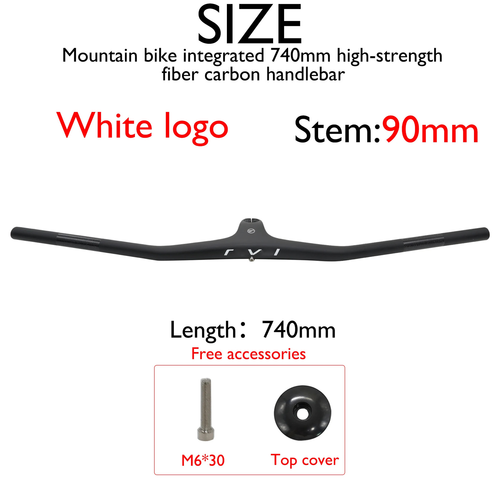 Light Weight Carbon Fiber Integrated MTB Bicycle Handlebar 28.6mm 740mm