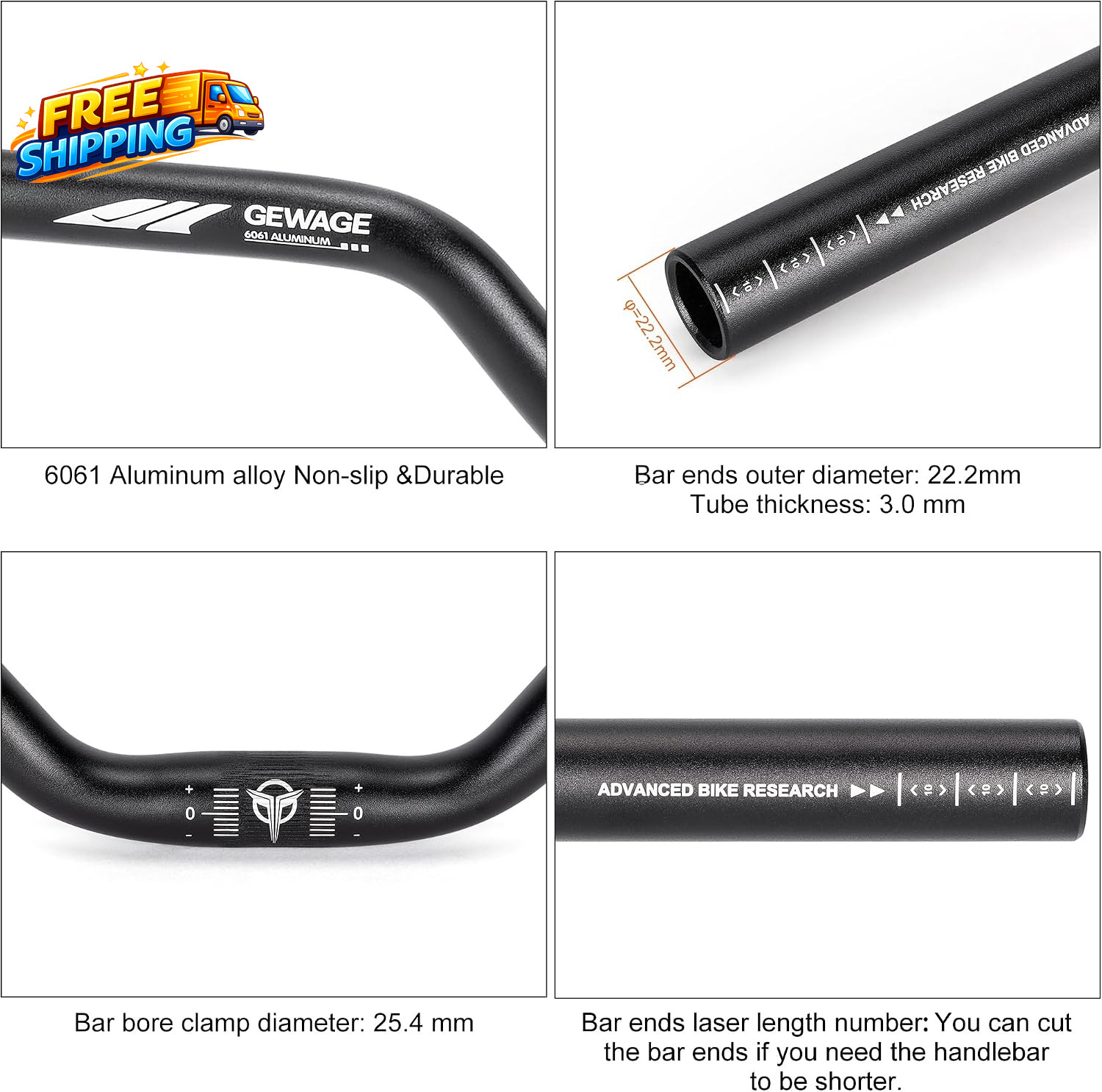 25.4 Bike Handlebar – 30Mm, 55Mm, 70Mm, 90Mm,120Mm Riser Handlebar – 620Mm Alumi