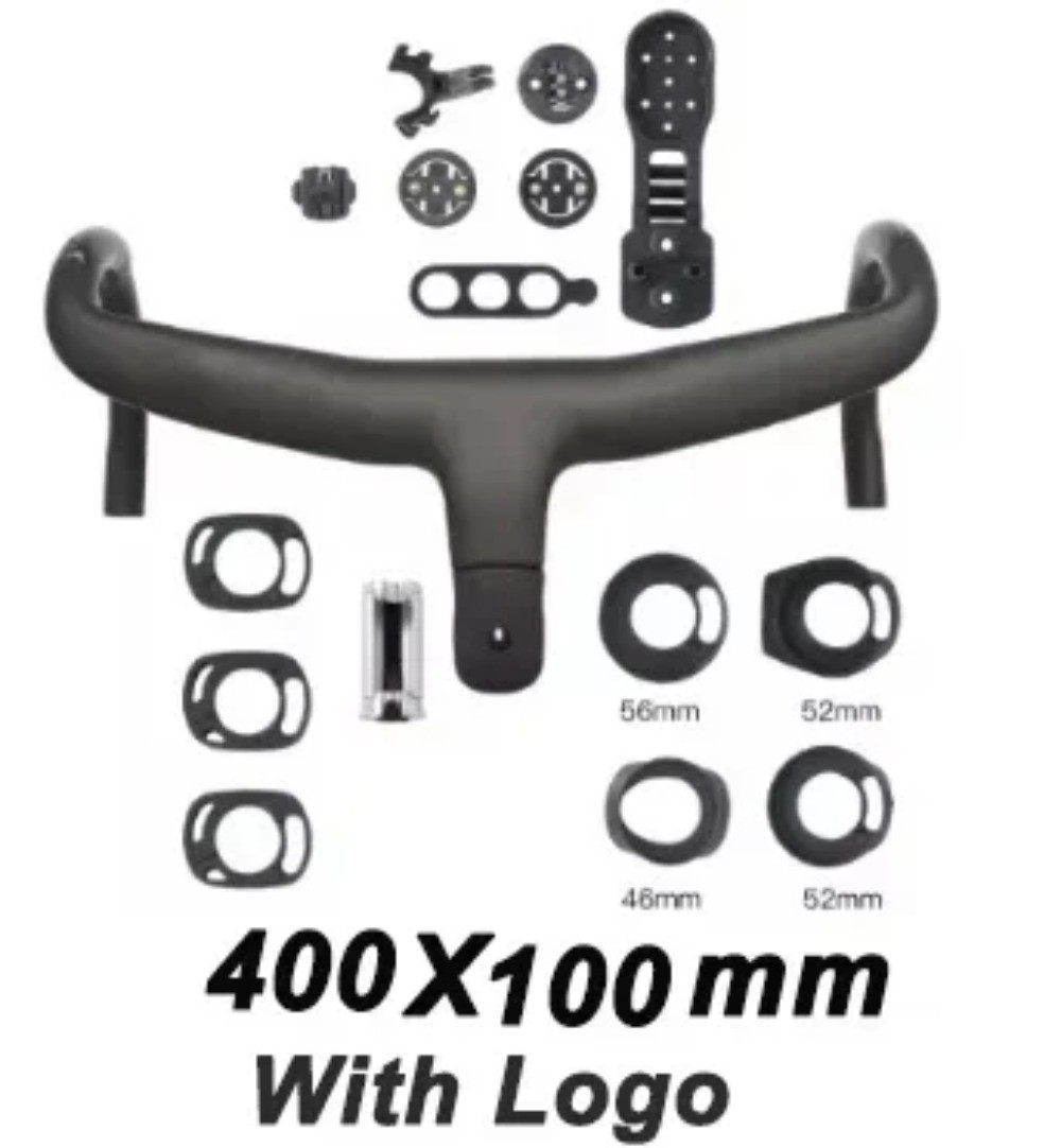 Carbon Fiber Road Bike Integrated Handlebar 400mm 420mm 440mm Computer Mount