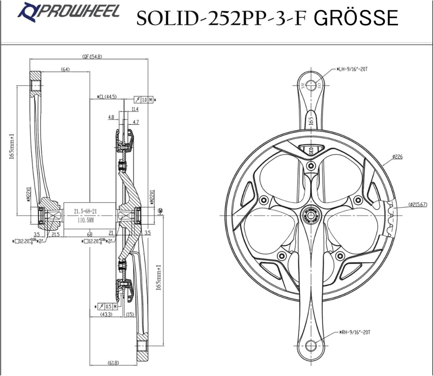 130MM BCD 52T Bike Crankset,165Mm/170Mm/172.5Mm/175Mm Crank Arm Set,Chainwheel a
