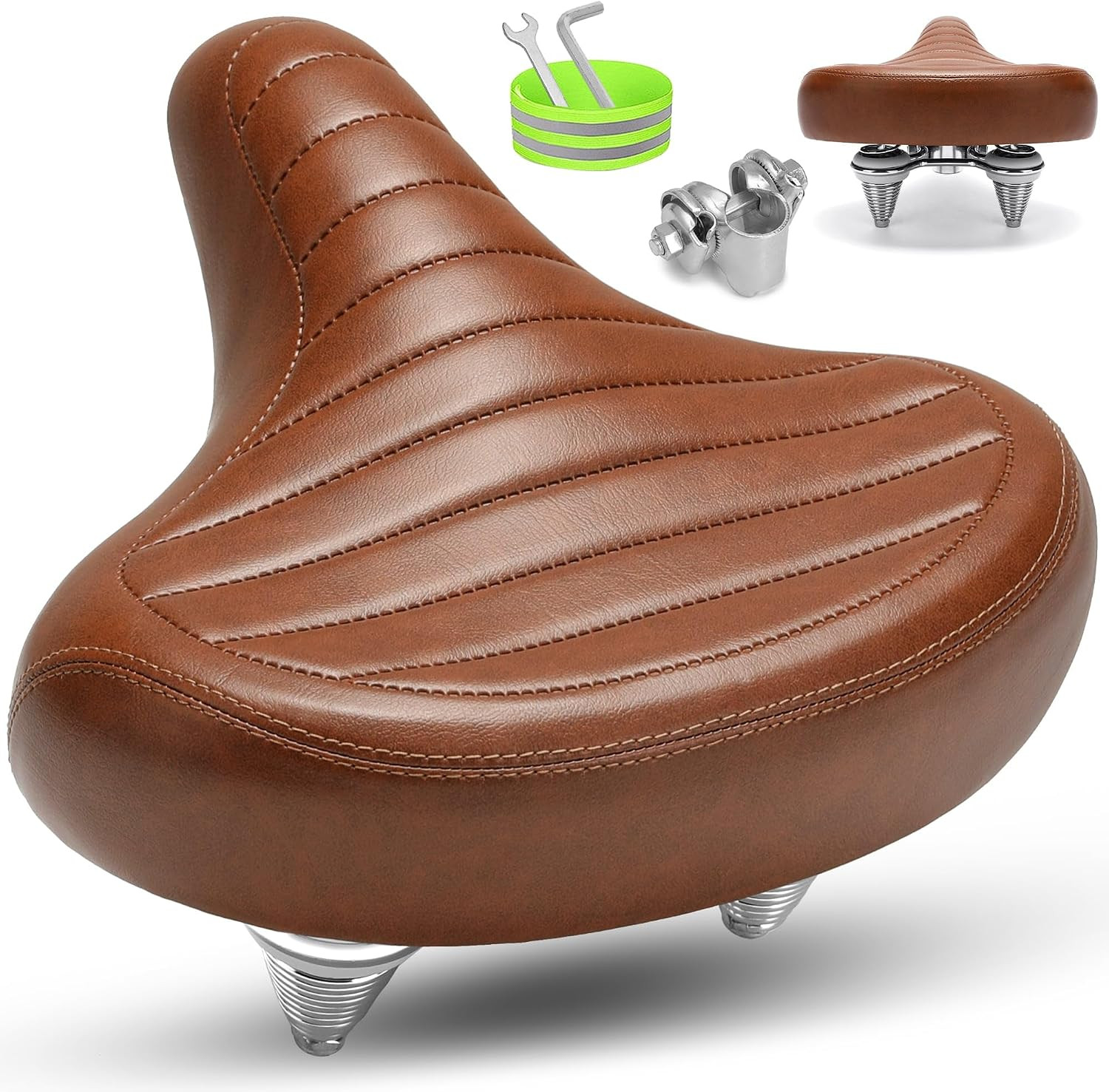 CDYWD Wide Bike Seat for Men Women Comfort, Large Soft Padded Bicycle Seat Cushi