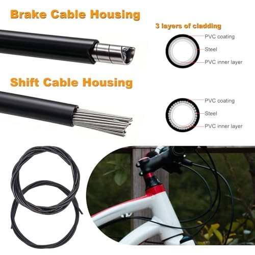 107PCS Stainless Steel Bike Cable Kit – Brake & Shift Cables, Cutters, Caps & O-
