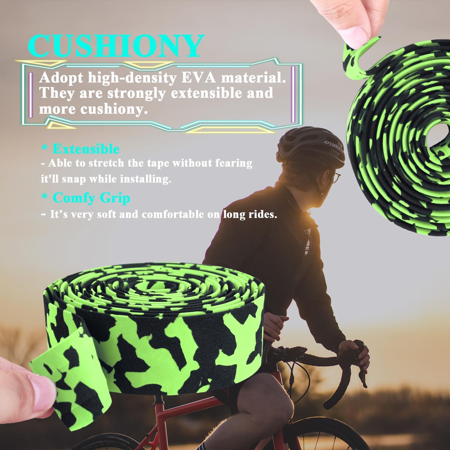 Black & Green Camouflage EVA Road Bike Handlebar Tape Bicycle Bar Wraps – 2PCS P