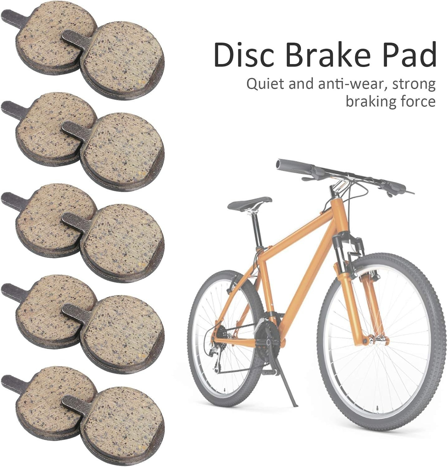 Bike Disc Brake Pads 5 Pairs Resin Semi Metal Low Noise Cycling Pads Kit