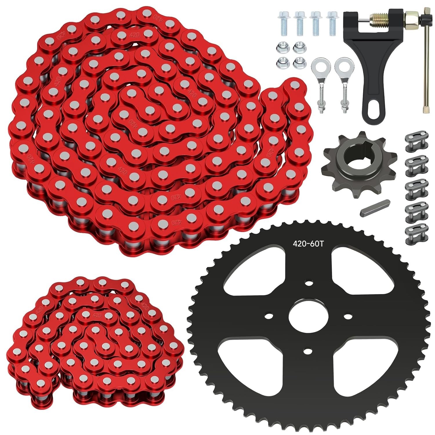 60 Tooth Sprocket 420 Mini Bike Chain Kit Replacement for Coleman CT200U CT200U-