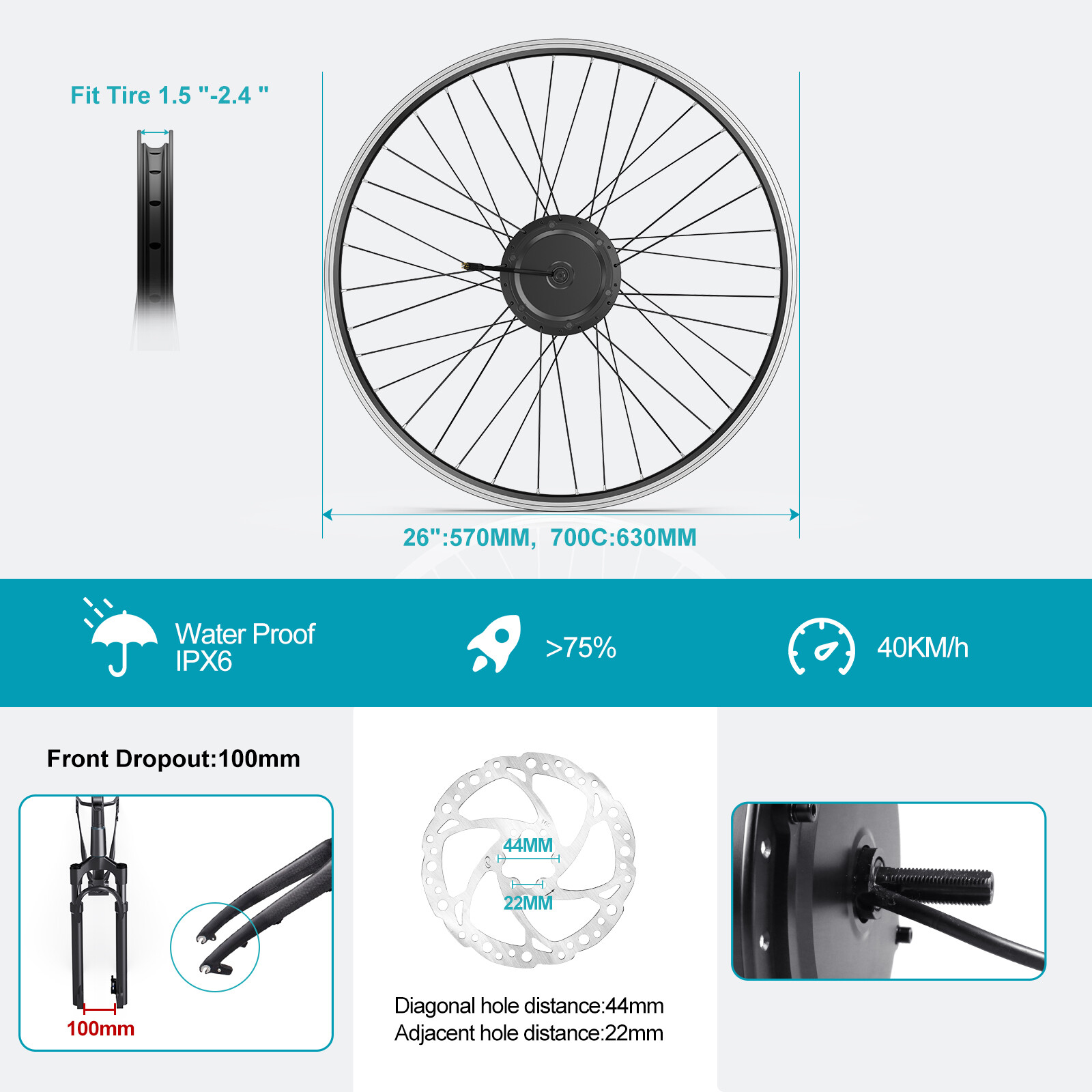48V 500W Bafang Electric Bike 26″ 700C Front Motor with Wheel Conversion Kits