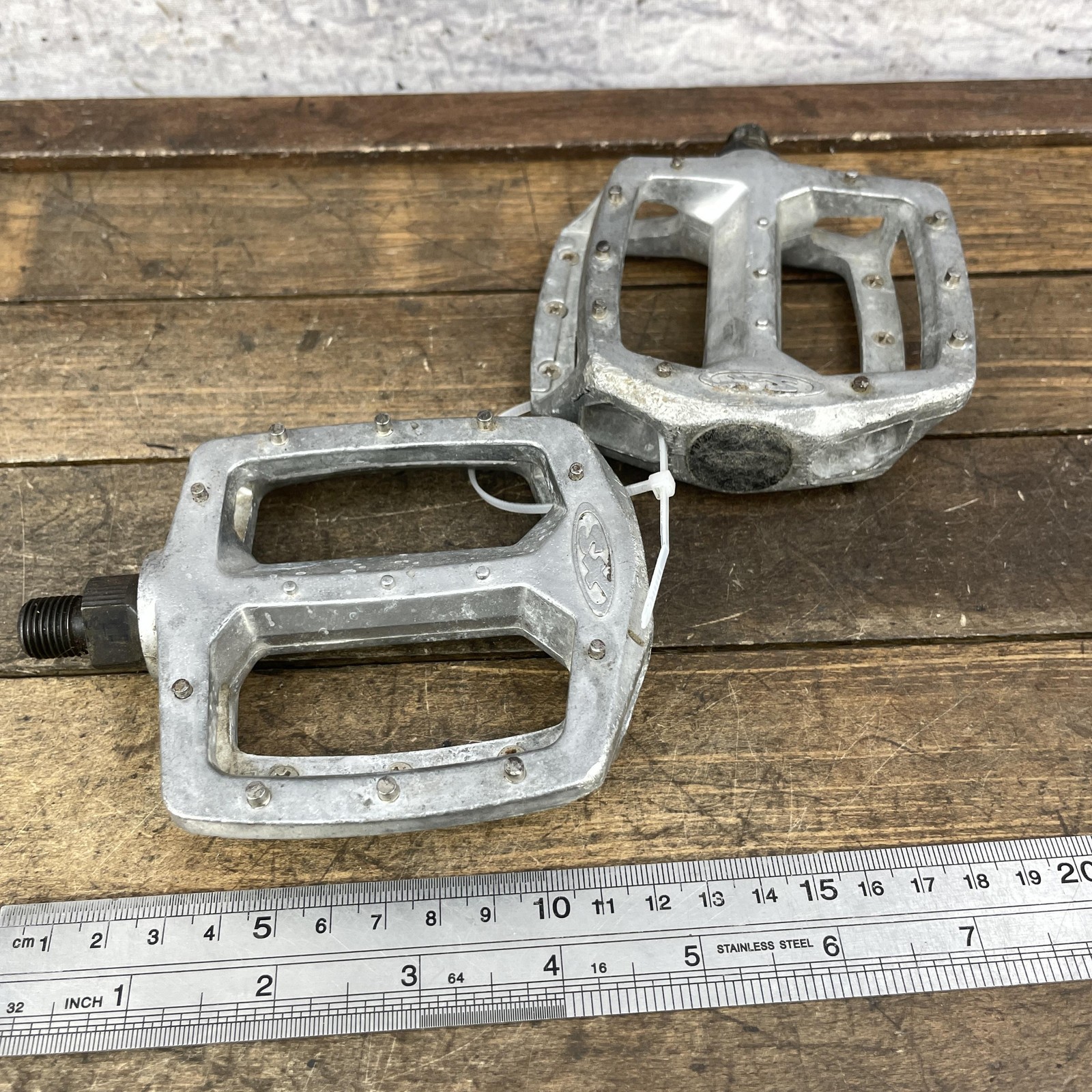 Vintage Schwinn XS BMX Pinned Pedals 1/2 Silver Aluminum Freestyle Old School