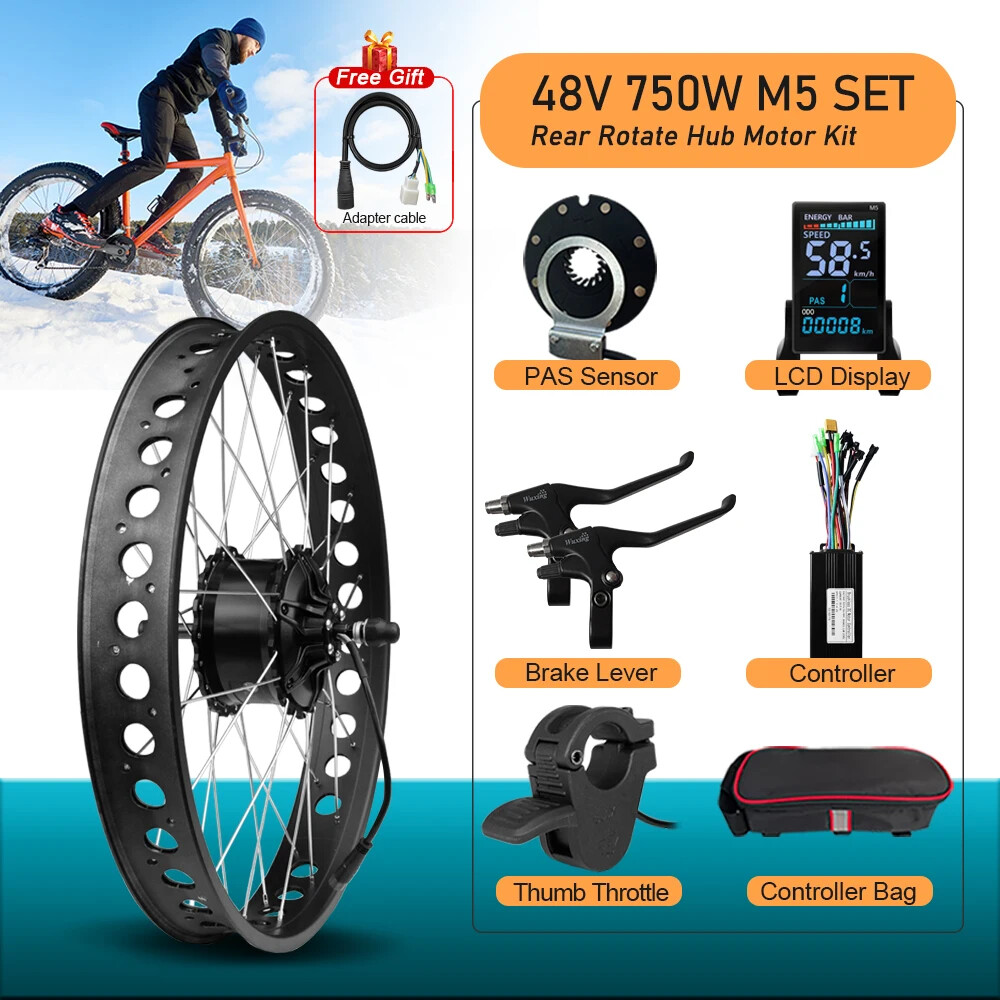 48V 750W 20 24 26in Snow Electric Fat Tire Bike Brushless Rear Hub Motor Wheel