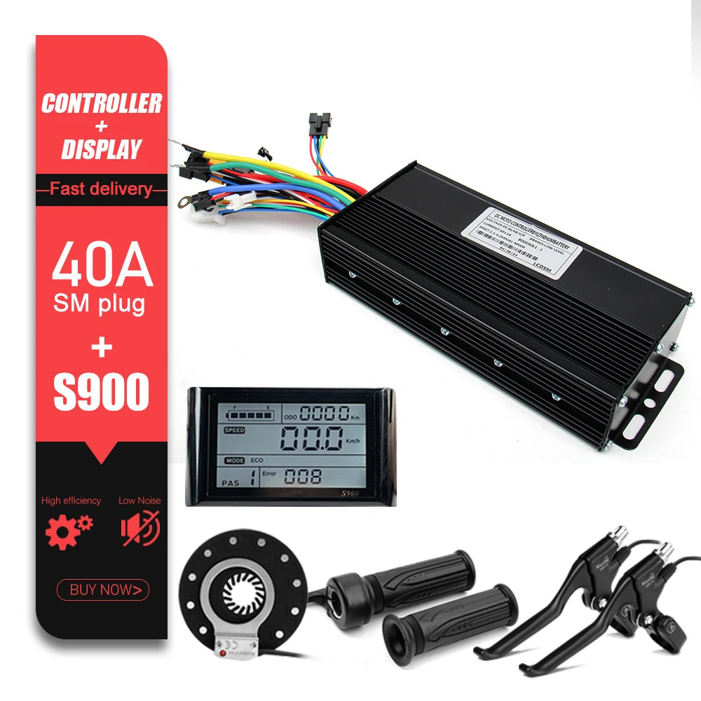 Ebike Sine Wave Controller 40A Three-Mode 36/48/52V with S866 LCD Color Display