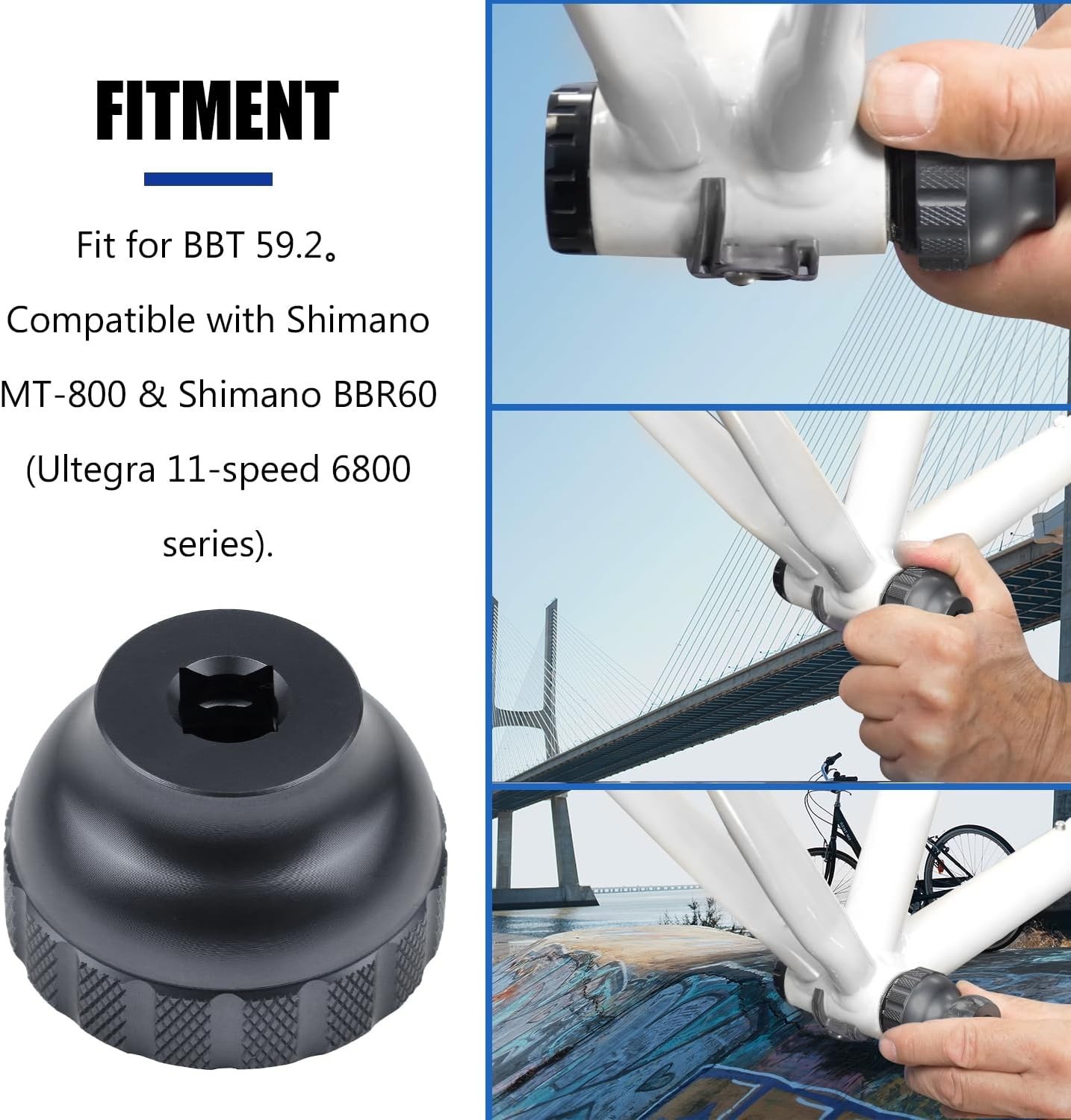 16-Notch Bottom Bracket Tool Bottom for Shimano BBR60 MT-800,Black
