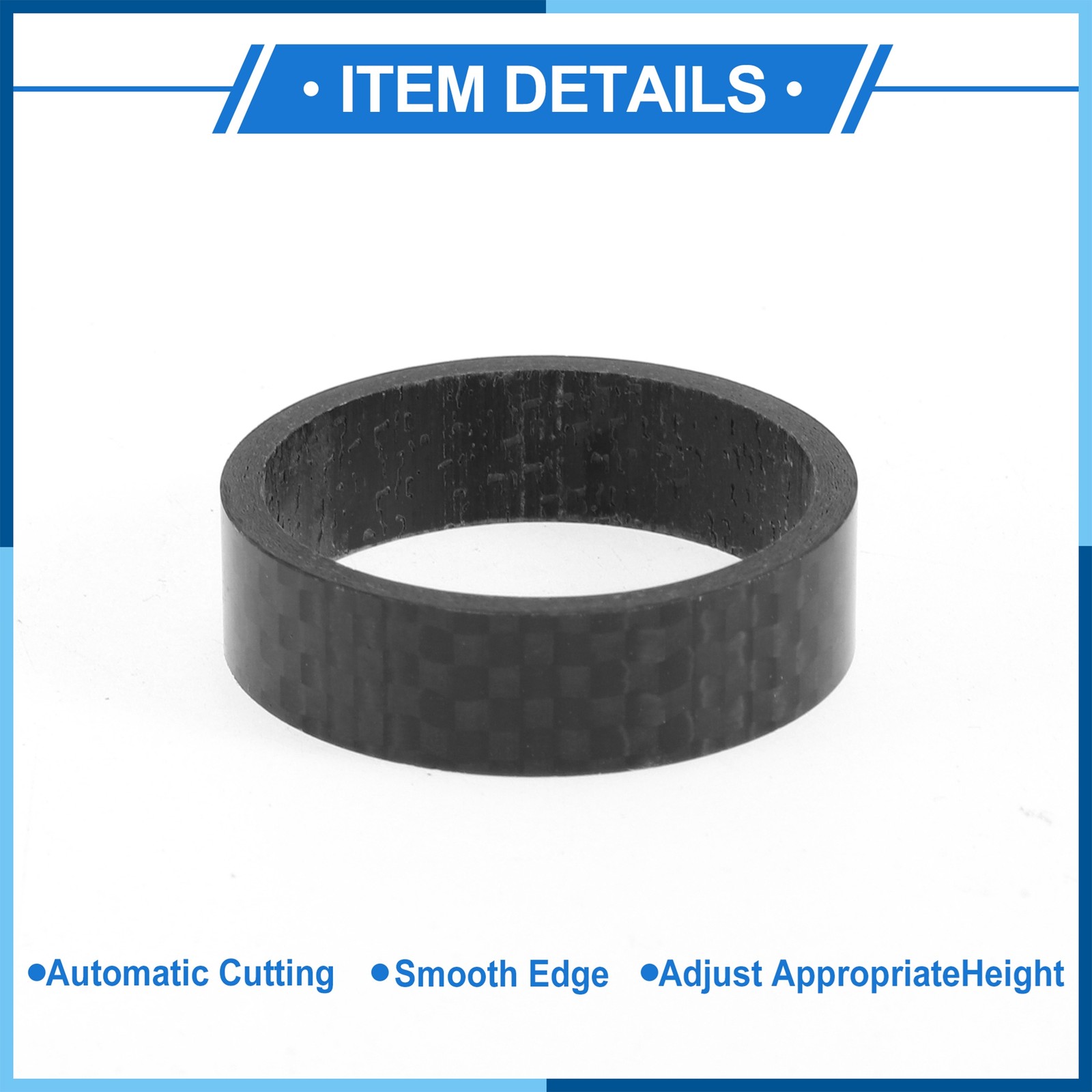 Bicycle Headset Spacers 10mm 31.8mm 1-1/4″ Carbon Fiber Gloss Black