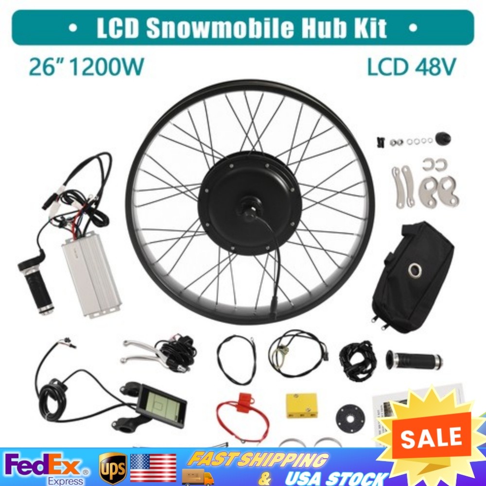 26″ 1200W Fat Tire Electric Bicycle Motor E-Bike Rear Wheel LCD Conversion Kit