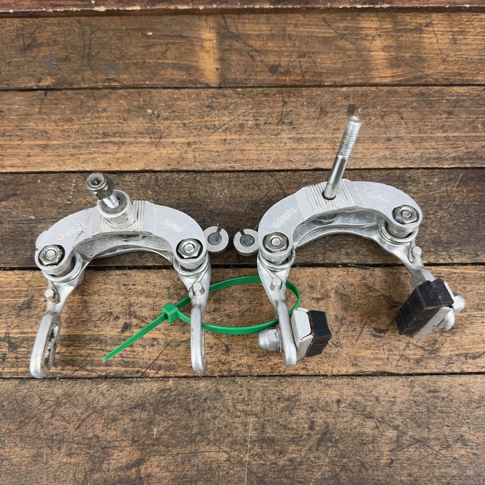 Vintage Dia-Compe Center Pull Caliper Brakes Set Drop Forged Silver 70s Japan