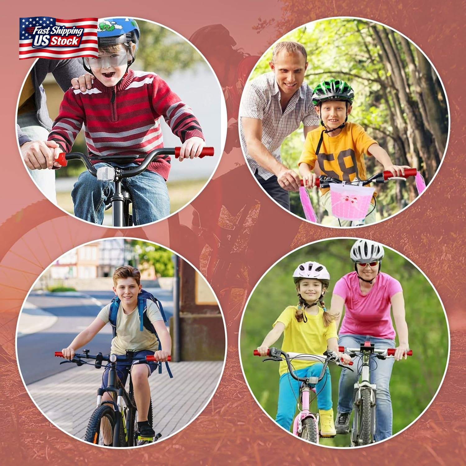Handlebar Grips Compatible with Tricycle, 3/4 Inch Bicycle Grip, Kids Non-Slip-B