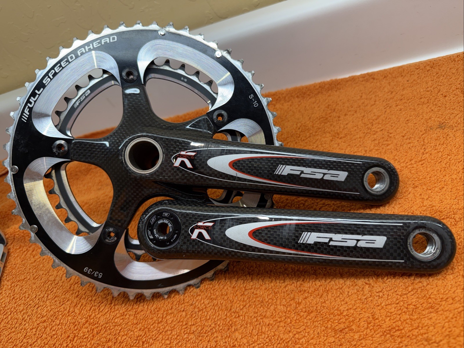 FSA K-FORCE Carbon Crankset double 53-39 TOOTH 10 OR 9 SPEED 172.5 mm